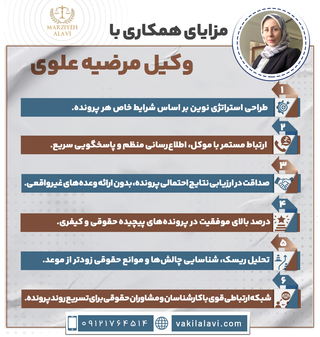 مزایای همکاری با وکیل مرضیه علوی
